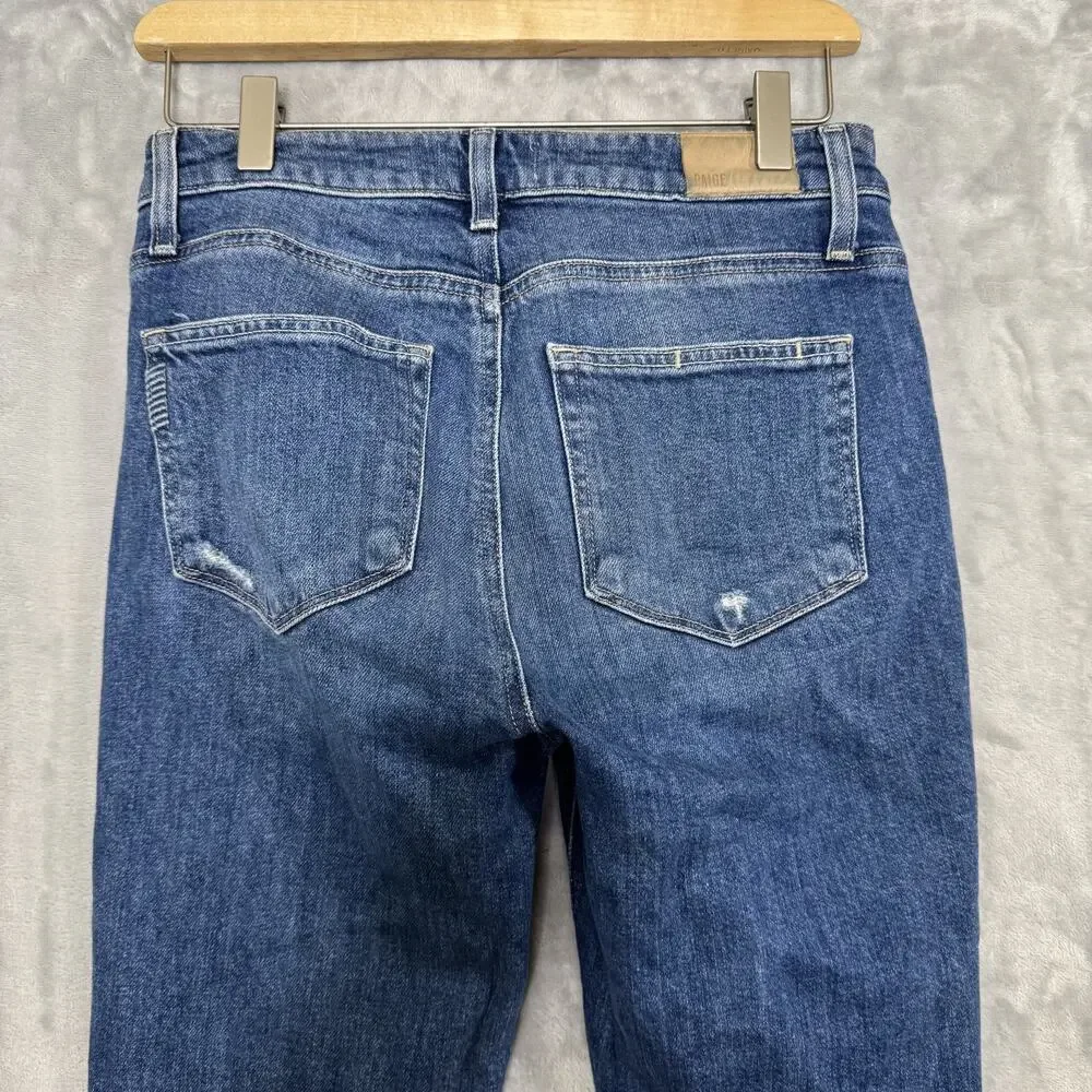Paige Jeans Womens 27 Colette Crop Flare Blaine Destructed Distressed Raw Hem